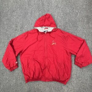Vintage St. Louis Cardinals Jacket Mens 2XL Red MLB Baseball Hooded Majestic 90s